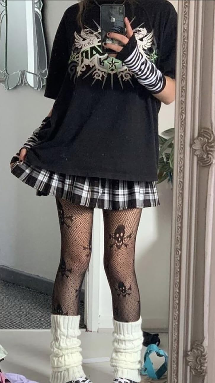 AIBFRID 3 Packs Halloween Pattern Tights for Women Black Lace Tights Fishnet Stockings Gothic Party Hosiery - Image 3